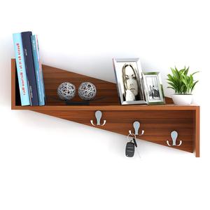 Lucas Decor <b>Wall</b> <b>Shelf</b> And Display Rack with Hooks - Walnut - Product Image 2