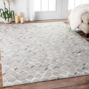 Thảm Thiết Kế Hiện Đại Bằng Da Bò Và Len 100% - Product Image 1