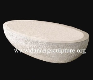 Bañera de mármol ovalada tallada a mano personalizada bañera de piedra grande bañera de piedra de mármol natural piedra de pie - Product Image 2