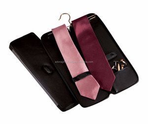 Nouveaux boîtes de cravate en cuir design en gros/étuis à cravate en cuir noir avec porte-boutons de manchette - Product Image 1