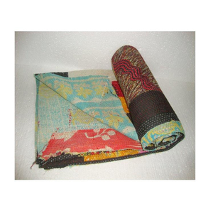 Fine Vintage Kantha Quilt Hand-Stitched 100% Cotton Bohemian Bedding <b>Bedspread</b> Blanket Throw Handmade All-Season Hotel Home Use - Product Image 1
