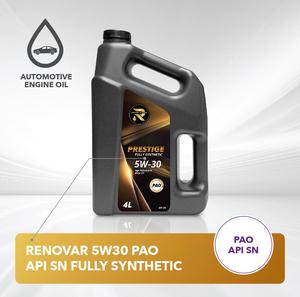 RENOVAR Fully Synthetic <b>5W30</b> PAO SN Motor <b>Oil</b> SAE/API/SGS Certified Liquid Lubricant for Automotive and Motorcycle Engines - Product Image 2