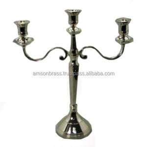 Bougeoir en métal aluminium Candélabre à 3 bras Bougeoir en métal pour mariage Bougeoir décoratif doré - Product Image 3