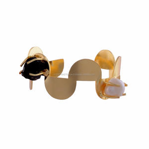 Wholesale Unisex Gold-Plated Adjustable Cuff Bangle <b>Bracelet</b> <b>Black</b> <b>Tourmaline</b> Gemstone for Wedding and Party Gifts - Product Image 1