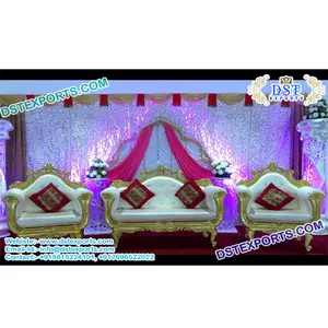 Best Muslim Wedding Golden Carved <b>Sofa</b> UK Indian Weddings White <b>Gold</b> <b>Sofa</b> Set Royal Look Wooden Carved Chairs Set - Product Image 1