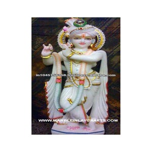 Estatua de Krishna de mármol blanco, estatua de Lord Krishna - Product Image 1