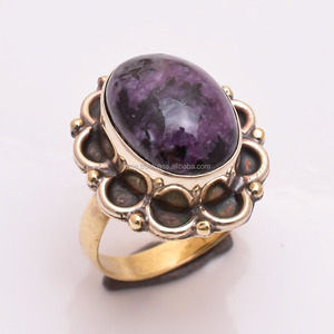 Bague en pierre précieuse rubis forester Simple, bijoux en laiton plaqué or indien, à la mode - Product Image 1