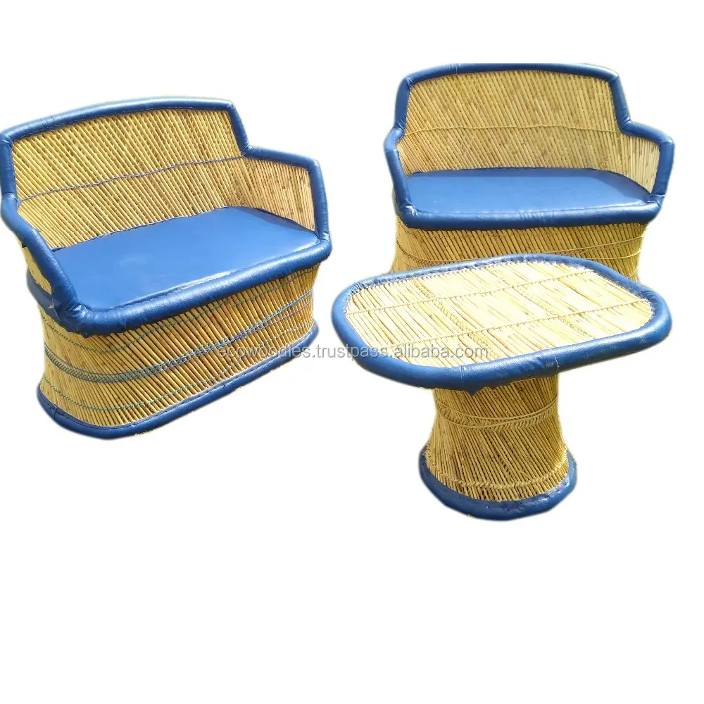 2023 dernier modèle canne bambou moderne meubles en cuir salon canapé avec Table pour la maison jardin balcon hôtel