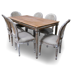 Meubles indonésiens en cuir pu, chaise de salle à manger française Vintage, avec dossier - Product Image 5