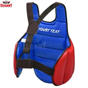 Protège-poitrine de boxe rouge/bleu avec logo personnalisé en PU et cuir pour l'entraînement corporel MMA et les sports de kickboxing - Product Image 5