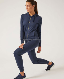 Nueva moda de China, venta al por mayor, chándal de algodón y LICRA con cuello redondo para mujer, chándal transpirable personalizado de 2 piezas liso - Product Image 6
