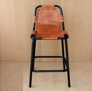 Tabouret de Bar en métal Vintage, tabouret de Bar en cuir, à dossier haut, industriel, - Product Image 1