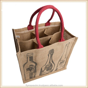 Sac à vin en jute à 6 bouteilles, design élégant, fabricant en gros, fournisseur indien - Product Image 5