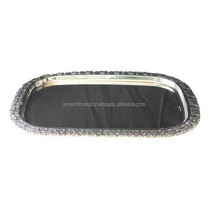 ถาดเสิร์ฟอาหารลายสี่เหลี่ยมถาดเสิร์ฟพร้อมฐานทองเหลืองเจาะรูโลหะ - Product Image 5