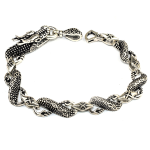 Pulsera de plata de primera ley con forma de dragón para mujer, brazalete, plata esterlina 925, color liso, oxidado, hecho a mano - Product Image 2
