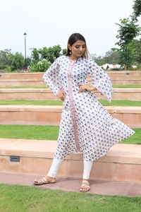Vestido estampado de bloque de algodón indio vintage de bullocks - Product Image 2