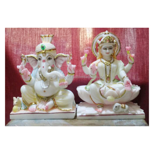 หินอ่อนสีขาว Laxmi พระพิฆเนศวรรูปปั้น - Product Image 1