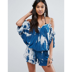 Mono Sexy de rayón con hombros descubiertos para mujer, ropa de playa de verano, traje de salto - Product Image 1