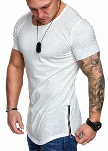 T-shirt pour hommes, fermeture éclair latérale, slim, de couleur unie - Product Image 6