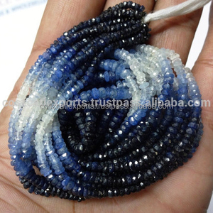 Perles rondes facettées en saphir bleu naturel, corindon, pierres précieuses de guérison, brins teints, certifiés par un tiers, Coszcalt Exports - Product Image 2