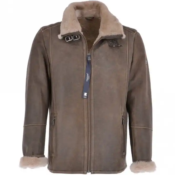 Top Fashion Winter Leather Sheepskin Flying Jacket Antique For Men With Genuine 100% Leather