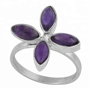 แหวนพลอยอเมทิสต์รูปเพชร925แหวนดอกไม้สเตอร์ลิงเครื่องประดับเงินชุบการตั้งค่าหนามเตยแหวนแฟชั่นสำหรับผู้หญิง - Product Image 2