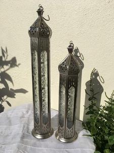 Maroque-Juego de 2 lámparas de estilo árabe con acabado plateado y cristal blanco - Product Image 2