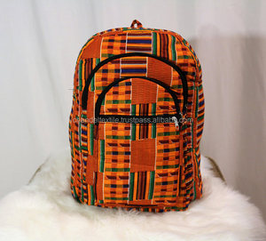 กระเป๋าเป้สะพายหลังลาย Kente แบบแอฟริกัน ทำมือ ผ้าฝ้ายพิมพ์ลายแอฟริกัน ผ้าฝ้ายพิมพ์ลายแว็กซ์ - Product Image 1