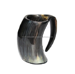 Handmade Customised 1L Ox Horn Tankard Beer Mug Shiny Polished Finish Ceramic Cups for Coffee Gifts Direct India Manufacturer - Product Image 3