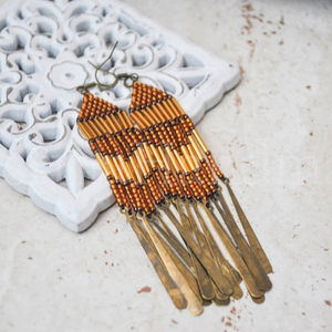 Pendientes de cuentas de semillas Hechos a mano Felicidad - Product Image 1