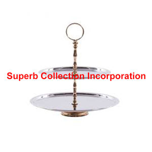 ที่วางเค้กสองชั้นสีเงินคุณภาพสูง - Product Image 3
