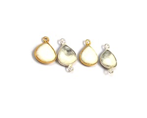 Bisel de piedras preciosas de jaspe, enlace de plata esterlina chapado en oro, abalorio en forma de corazón facetado, fabricación de joyas bohemias, hallazgos hechos a mano - Product Image 4