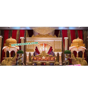 Scènes de mariage traditionnelles arabes et indiennes, décoration de scène de mariage de style Rajasthani, ensemble de scène de mariage indien Rajwada, décoration d'événements aux États-Unis - Product Image 1