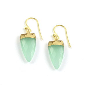 Aqua-pendientes de Calcedonia con forma de punta de flecha, joyería chapada en oro - Product Image 2