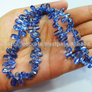 Kyanite bleu saphir lisse poire forme perle brin 10mm perles en vrac pour la fabrication de bijoux à la mode de bonne qualité - Product Image 1