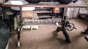 Table à manivelle réglable en fer antique, style industriel, ferme, pliable, meubles de maison, bar à domicile, salle à manger, construction métallique - Product Image 5