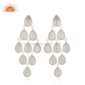 Pendientes de Plata de Ley 925 con Piedra Lunar Gris, Proveedor de Joyería de Diseño - Product Image 4