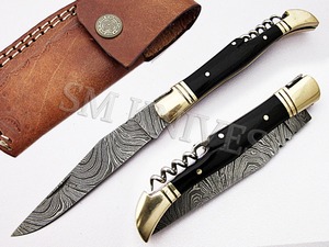 Laguiole Damasco cuchillo plegable hecho a mano (smf34) - Product Image 3