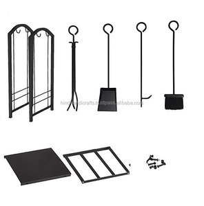 5 Piece Iron Fire Place <b>Tool</b> <b>Set</b> <b>Fireplace</b> <b>Sets</b> and Accessories With Black Powder Coated - Product Image 5