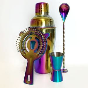 Kit de coctelera divertido de acero inoxidable Chapado en arcoíris colorido de calidad superior con diseño de estilo único - Product Image 2