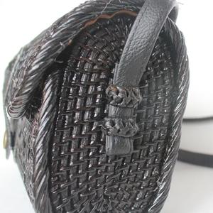 Natural Bohemian Rattan Clutch <b>Bag</b> with <b>Tassel</b> Cotton Lining Black PU Trim - Product Image 5