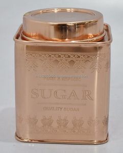 Juego de recipientes cuadrados de lata de metal ecológico de oro rosa Diseño industrial elegante para almacenamiento de té café azúcar fideos - Product Image 4