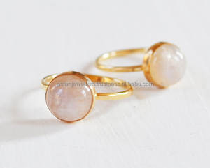 Pink Quartz , Gemstone <b>Ring</b> , 925 Sterling <b>Silver</b> , Gold Plated , <b>Stacking</b>, Handmade Jewelry. - Product Image 1