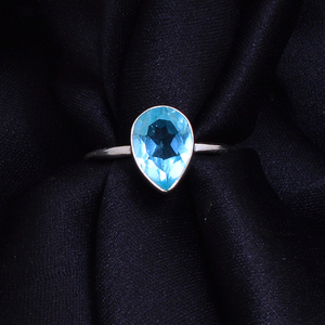 แหวนพลอยบุษราคัมสีฟ้าลูกแพร์925แหวนเงินสเตอร์ลิงแหวนแฟชั่นคลาสสิกสำหรับงานแต่งงานของขวัญปาร์ตี้สำหรับทุกเพศ - Product Image 3