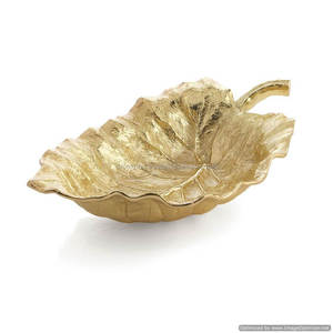 Bol à fruits secs en forme de feuille, fait à la main, en plaqué or, vente en gros, de qualité supérieure, bol de service standard moderne pour aliments et soupes - Product Image 1