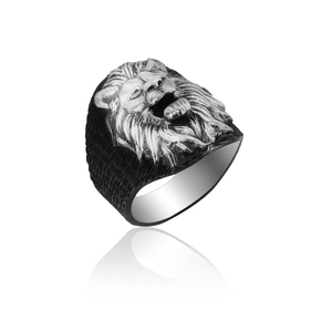 Anillo de plata de primera ley con forma de León para hombre, sortija, plata esterlina 925, diseño Animal, Lobo - Product Image 3