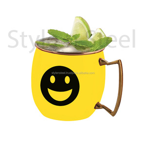 Moscow Mule แก้วด้านนอกสีที่มีการจัดการท่อสำหรับบาร์และร้านอาหารในราคาขายส่งสแตนเลส - Product Image 4