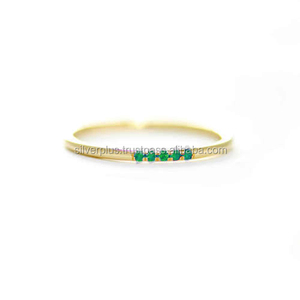 ขายส่งที่ละเอียดอ่อนของแข็ง14พันสีเหลืองทองแท้แซมเบียแหวนพลอยมรกตผู้ผลิตสั่งซื้อจำนวนมากโรงงานผู้ผลิต - Product Image 1