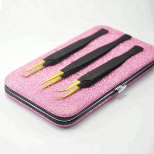 <b>Magnetic</b> Case 3 Pair Gold Tips Black <b>Eyelash</b> Tweezers Russian Volume Tweezers for <b>Eyelash</b> Extensions Stainless Steel Material - Product Image 6