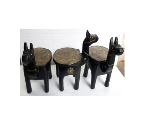 Tabouret de cheval en bois fait main au design moderne en laiton pour la décoration de la maison et du bureau Parfait comme pouf pour le salon - Product Image 1